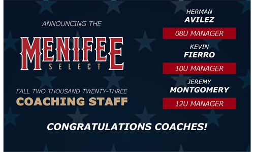 Congratulations to our 2023 Fall Select Coaching Staff