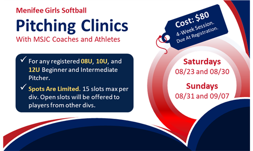Pitching Clinics - Registration Closes August 22